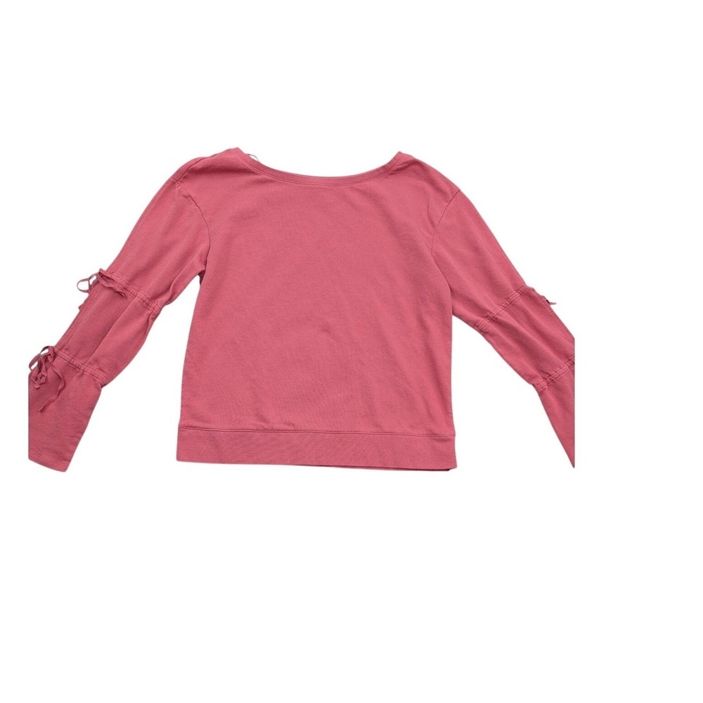 Hinge Womens‎ Rose Pink Bell Sleeve Ribbon Tie Sweatshirt Size Small